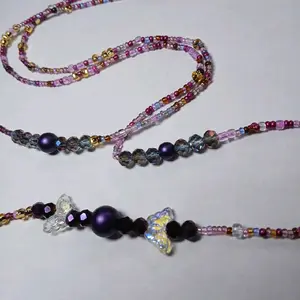 Purple Butterfly Kisses Waistbeads with Multicolor Beads and Crystal Accents for Stylish Accessory