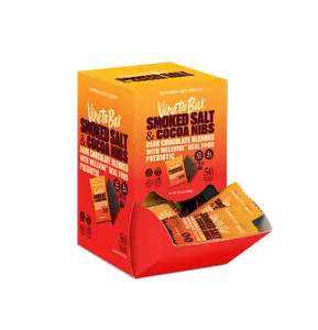 Smoked Salt and Cocoa Nibs Dark Chocolate Squares - 50-Ct Display Box