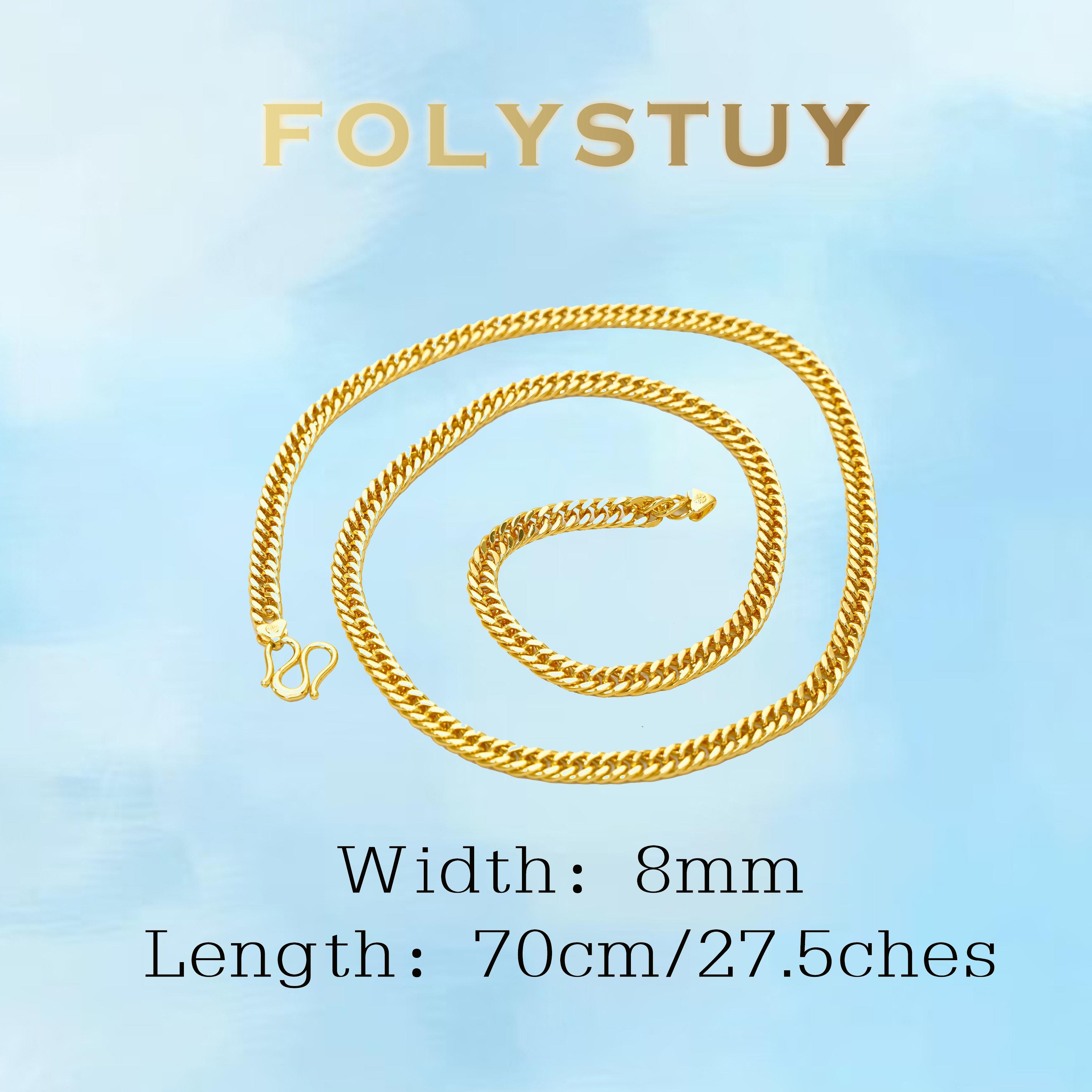 [FOLYSTUY (Y132)]27.5" Heavy Cuban Chain Necklace, 0.31" Width Timeless Statement Jewelry