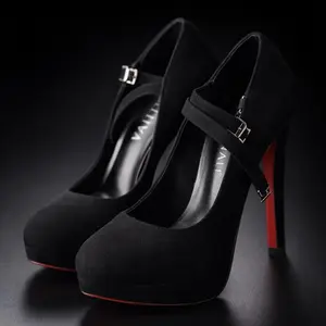 Elegant Black Platform Heels with Ankle Strap  High Heel Statement Shoes