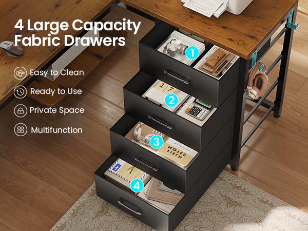 SEDETA 67" U Shaped Desk with 4 Fabric Drawers, Reversible Corner Computer Desk with Power Outlet & CPU Shelf, L Shaped Office Desk with Pegboard for Home Office SEDETA 67" U Shaped Desk with 4 Fabric Drawers, Reversible Corner Computer Desk with Power Outlet & CPU Shelf, L Shaped Office Desk with Pegboard for Home Office