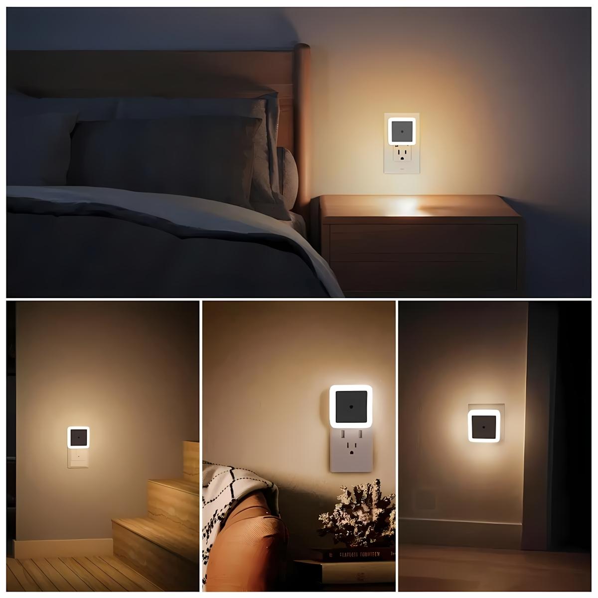 6-Pack LED Plug-in Night Lights, Dusk to Dawn Sensor Lamp, Warm White Lighting for Bedroom, Bathroom, Hallway & Holiday Party Decor