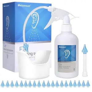 Earwax Removal Bottle - Manual Ear Wash System with 500ml Spray Bottle, Big Basin & 20 Reusable Soft Tips, Safe & Efficient Ear Cleaner Bottle w/Rigid Pipe & Flexible Tube for Personal or Family Use