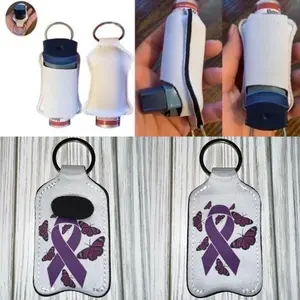 Fibromyalgia ribbon purple butterfly inhaler holder keychain for purchase/ bag new