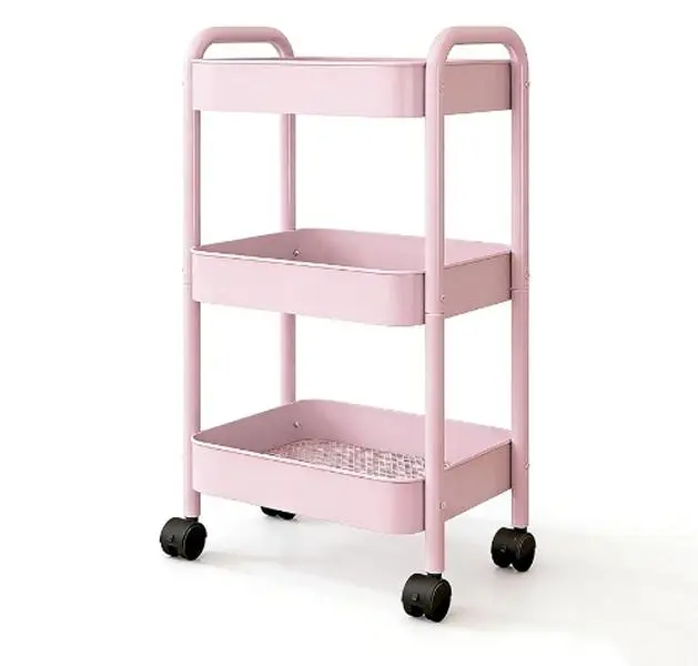 3-Tier Kitchen Rolling Cart, Metal, Mobile, Multi-Purpose, for Kitchen Bathroom Living Room, Kitchen Storage Cart & Mobile Shelves, Homeowners Renters, Multi-Purpose Rolling Storage Shelf shoe rack organizer