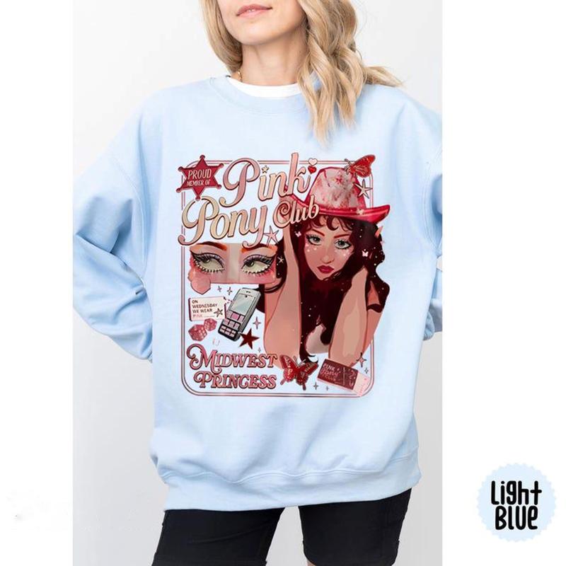 Chappell Roan Pink Pony Club Comfort Colors, Midwest Princess Tour 2024 Shirt, Sapphic Lesbian Wlw Pride Music Tee, Gift For Her Cotton Crewneck Sweater Womenswear Tops Women Lady