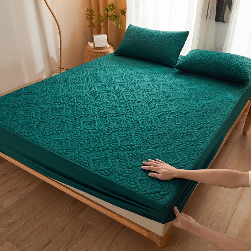 1PCS Bed Cover New PTU Waterproof Cotton-Padded Bed Sheet Waterproof Moisture-Proof Dirt-Proof jesus  sheets Waterproof Plaid Fitted Sheet