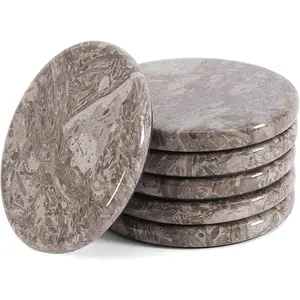Elborse Marble Coasters 3.5 Inch Round Handmade Set of 6 Drink Coaster for Tabletop & Coffee Table Decor, Ideal Coaster Set for Drink