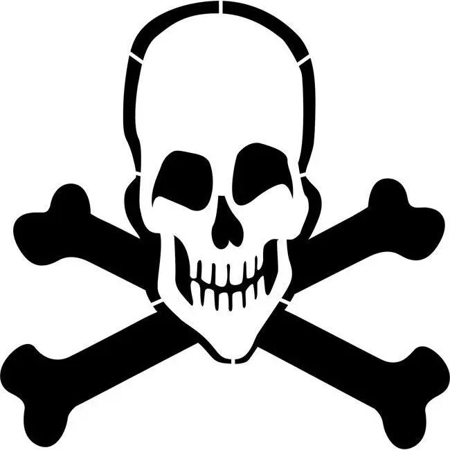 Smiling Skull and Crossbones Stencil