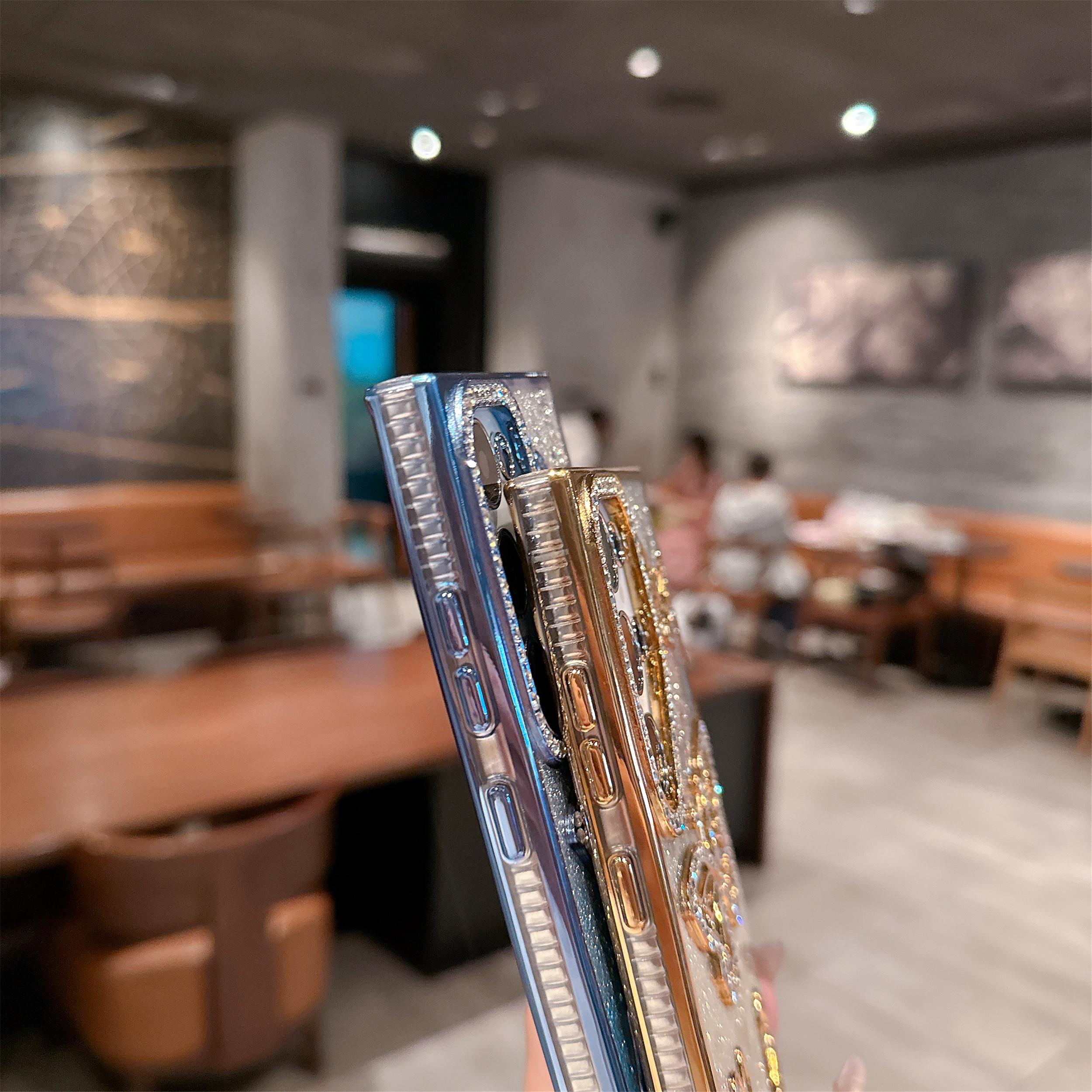 3D Inlaid Rhinestone Butterfly Phone Case – Compatible with iPhone 17/16/15/14/13/12 | Gradient Glitter Electroplated Finish, Transparent Full-Cover Soft Silicone, 3D Inlaid Rhinestone Protective Case