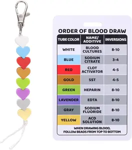 Order of  Draw Beads with Reference Card, Order of  Draw Vertical Badge Card Badge Reel Accessories Phlebotomy Essentials for Work or School RN Nurse Student Practitioner Grad