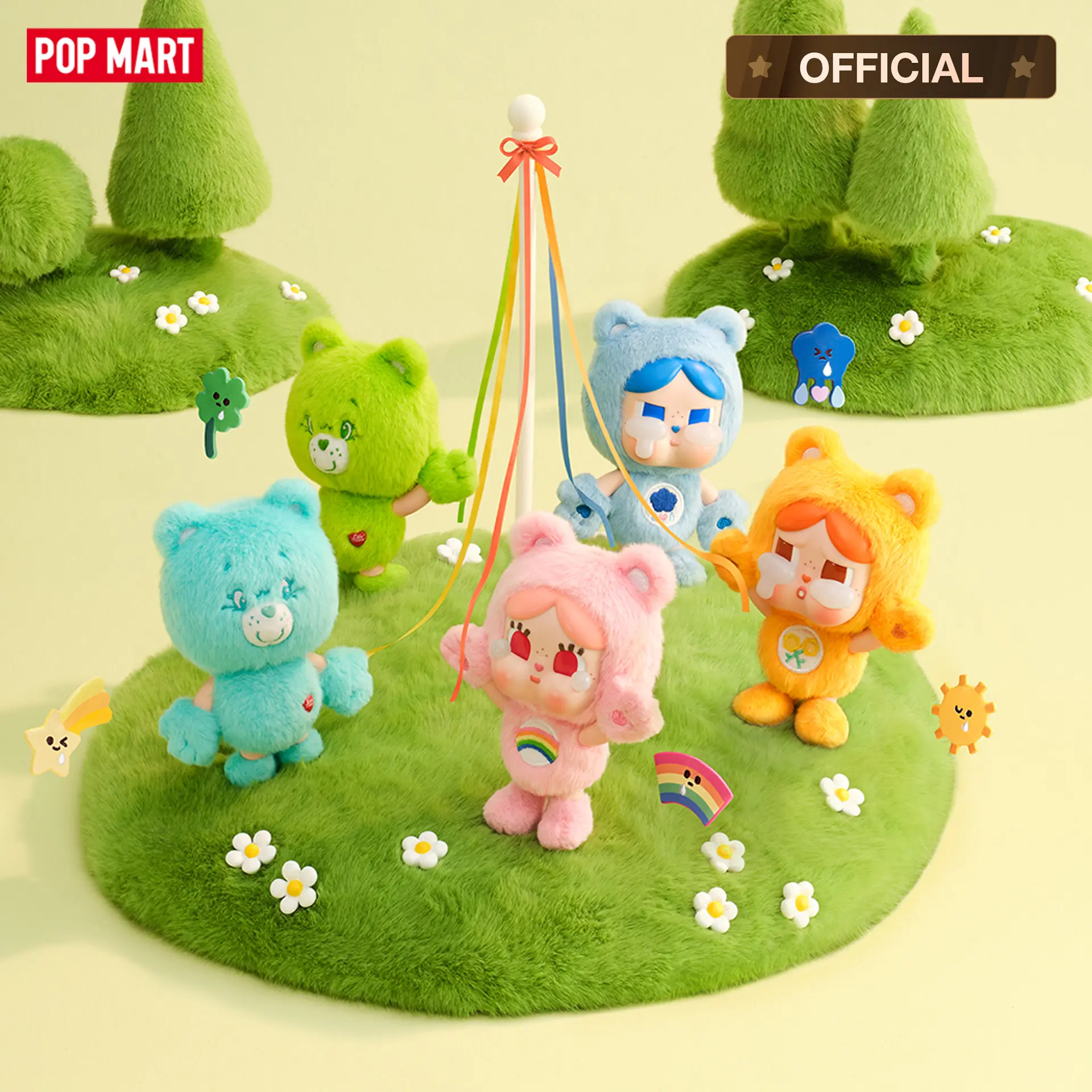 【NEW】POP MART CRYBABY × Care Bears Series-Vinyl Plush Pendant Blind Box Keychain Mystery Gift