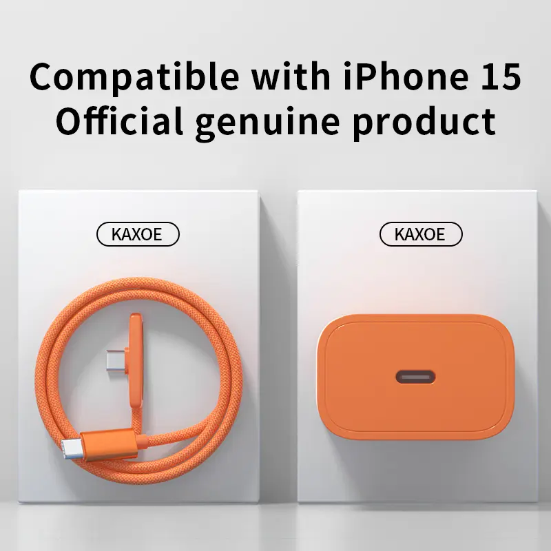 45W Official Genuine C-Type Fast Charger with Portable Right-Angle 90° Gaming Adapter Cable, Compatible with iPhone 15/15 Pro/15 Pro Max & Apple Type-C Smartphones (Portable, Fast, Adapter Cable Chargers Included), Portable Chargers