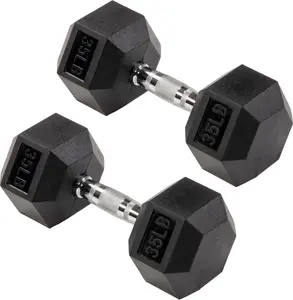Signature Fitness Premium Rubber Encased Hex Dumbbell