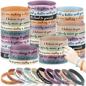*X-RBB05 120 Pcs Inspirational Silicone Bracelets Bulk Positive Affirmation Rubber Wristbands Motivational Bracelets for Students School Day Classroom Prizes Mental Health Awareness Items