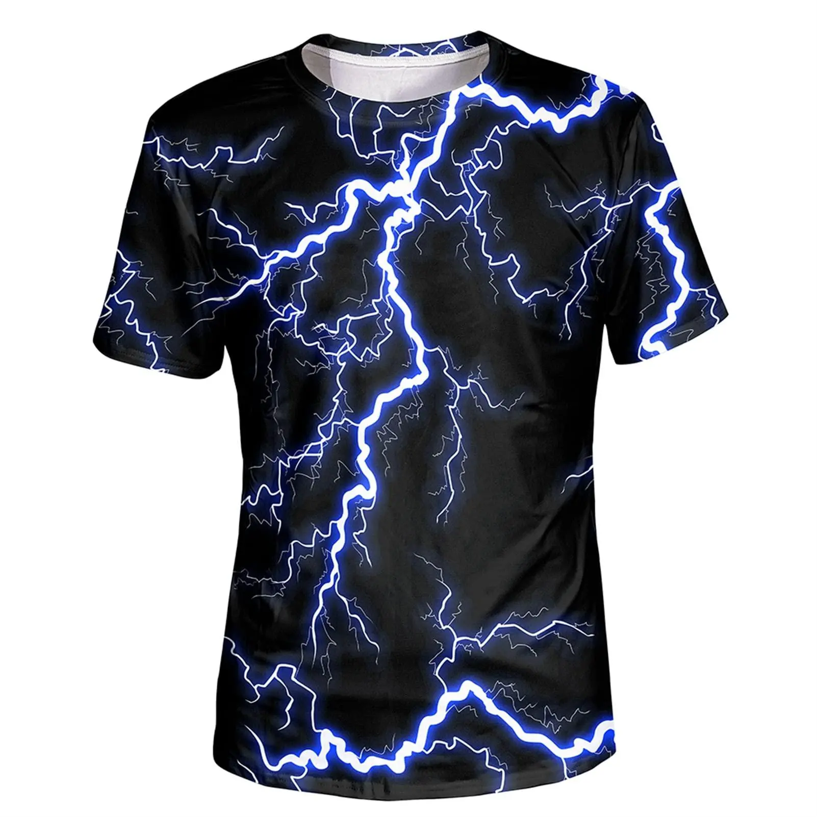 Women's Lightning Bolt All Over Print T-Shirt, Relaxed Fit Short Sleeve Streetwear Top in Soft Breathable Fabric, Sizes S-XXXL, Casual, Complete Sizes, Loose-Fitting, Tee, Soft Fabric, Full-Print, Shortsleeve, Printed