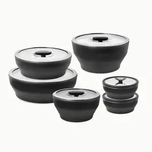 Anyday Onyx Collection Glass Container Set with Vented Glass Lids | Plastic-Free Meal Prep Set | Stackable Airtight Storage Container Set with Vented Lid for Microwave-Safe Reheating Kitchen Containers