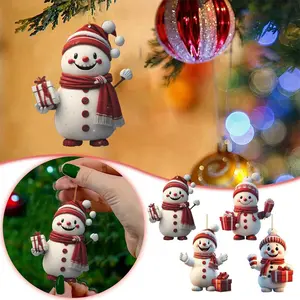 Snowman Christmas Tree Pendant Cute Hanging Ornaments with Lanyard Mini Christmas Decor Decorative Festival Holiday Party Decor