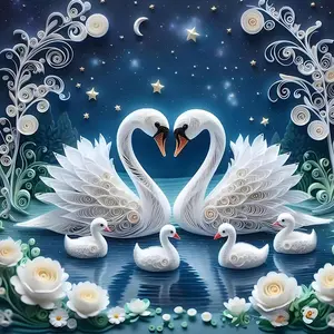 Swan Lake Pattern DIY Diamond Arts Colorful Painting Kit without Frame, 5D Diamond Arts Colorful Painting Kit, DIY Wall Art Decor for Home Decoration, DIY Kits