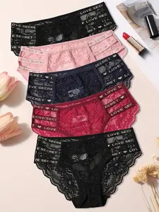 Women's Low-Waist Bikini Set, Floral Lace Trim, Heart Letter Design Belt, Sexy High-Cut Swimwear, All Seasons Fitted Bottoms