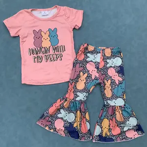 Easter bunny top cheetah bell bottoms girls clothes