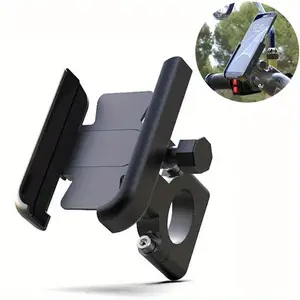 Motorcycle Bike Phone Stand Holder 360 Rotatable Handlebar Aluminum Alloy Phone Holder Rearview Mirror Mobile Cell Phone Bracke for iPhone 17 16 15 14 13 12 11 Samsung S25 S24 Xiaomi Huawei, 4-7 Inch Phones