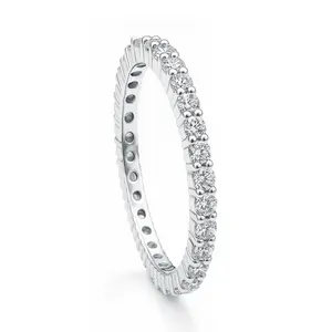BERRICLE Sterling Silver Wedding Rings Stackable Eternity Band Ring for Women, Pave Set Round Cut Cubic Zirconia CZ