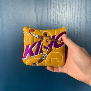 King James Golf Mallet Putter Headcover, Number 6, Yellow Design with Player in Action, Ideal for Golf Enthusiasts