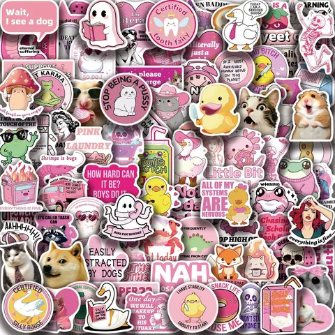 Humor Satire Stickers for Water Bottle, 100pcs Cute Funny Stickers, Waterproof Vinyl Cartoon Stickers for Laptop, Scrapbook, Skateboard, Cellphone, Phone Case