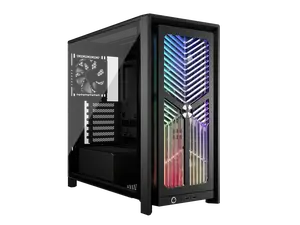 CORSAIR 4000X RS Mid-Tower PC Case, Black - Illuminated front panel RGB - 4x RS120 fans included - Supports dual 360mm radiators - ASUS BTF, MSI Project Zero - Black