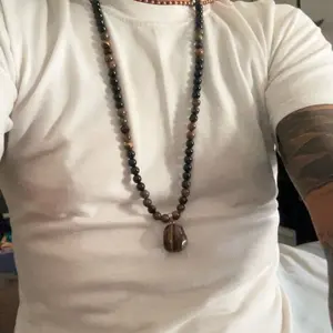 1 Piece Fashionable Retro Natural Tiger's Eye Geometric Pendant Adjustable Beaded Necklace Men's and Women's Daily Wear Jewelry Gifts