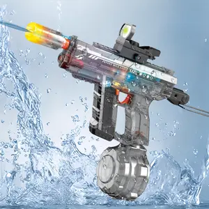 Electric Water Blaster with LED Lights, WaterShooter Powerful Squirt Water Pistol forKids/Aldults, Long Range Shoot Reach 26-35ftHigh Powered IP67 Waterproof for Summer,Outdoor,Party,Birthday Gift,Swimming Pools automatic toy gun️ pool party