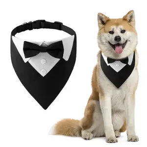 Wardrobe (Collar) - Sucado Bow Tie Dog Collar Tuxedo Bandana Adjustable Formal Puppy Triangle Neck Wear for Wedding Birthday Dress-up Cosplay Party