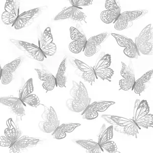 84PCS 3D Butterfly Decorations, 3 Sizes 7 Styles Wall Decor Gold Butterflies Decorations for Cake, Party, Birthday,