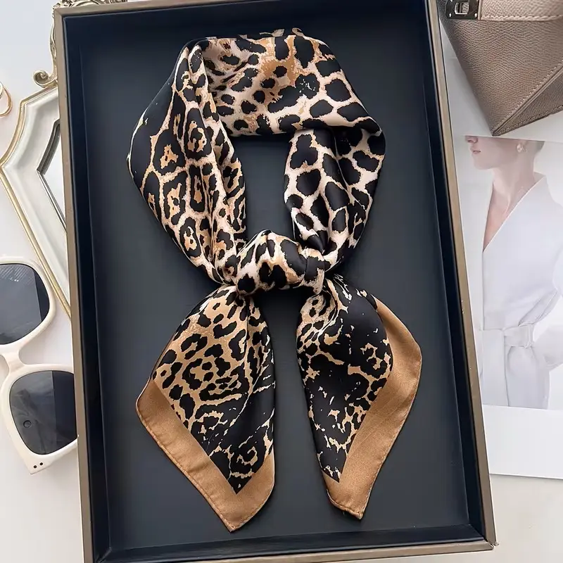 Brown Leopard Print Scarf in Elegant Packaging Perfect for Stylish Outfits