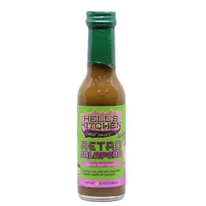 Retro Jalapeno Hot Sauce by Hell's Kitchen Hot Sauce - Verde Style Sauce with Jalapeno Tomatillo & Roasted Garlic - 5 oz Bottle