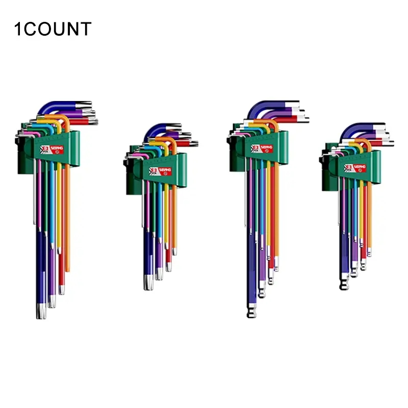 Hex Wrench Set, Chrome Vanadium Steel, Colorful Painted Heads, Essential for Home Repair, Auto Repair, Industrial Use