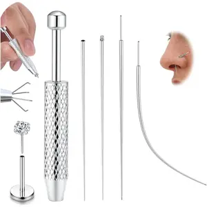 MILACOLATO 14G/16G/18G/20G Piercing Taper Insertion Tool ASTM F136 Titanium Piercing Threader Tool for Threaded Push In Threadless Labret Tragus Helix Conch Piercing Jewelry Cartilage Earring Lip Nose Studs Piercing Changing Stretching Kit Assistant Tool