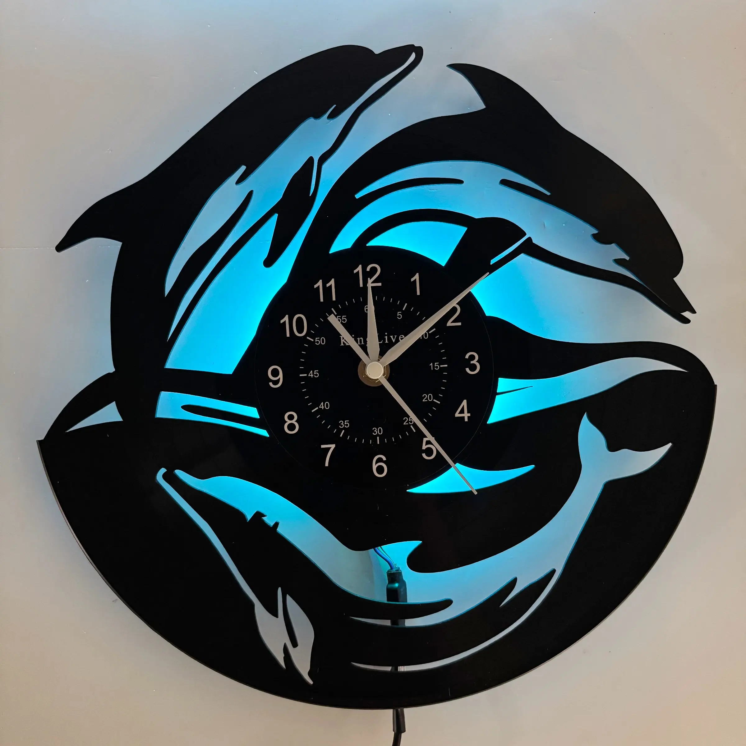 Artistic Dolphin Vinyl Living Room Wall Clock, Marine Animal Decoration, Modern Home Office Zoo Gift, Summer Party Birthday Christmas Halloween Present