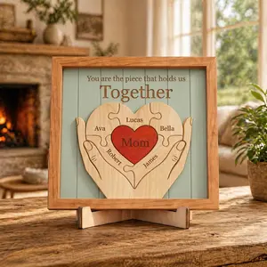 [Ship after Mother's Day] Personalized Mothers Day Wooden Puzzle, You Are The Piece That Holds Us Together Sign, Custom Gift For Mom From Kid, Printed Family Puzzle, Gift for Mom, Mothers Day Gift Ideas 2026, Mother's Day Gift