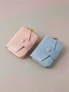 New stone-pattern women's wallet, multi-card slot, large capacity, solid color, high-end feel, coin purse