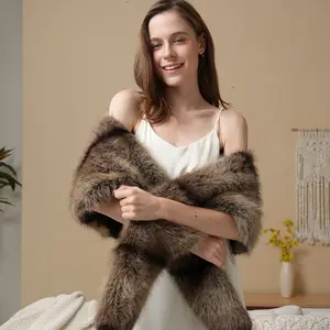 Mink Faux Fur Winter Shawl Scarf Simple 190cm Accessory for Women Cold Wash Friendly Faux Fur Material Gorgeous