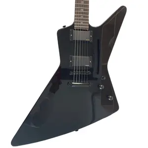 Black Explorer Style Electric Guitar Rosewood Fingerboard EMG Pickup Fingerboard Snake Inlaid