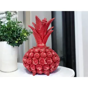Mexican pottery, Pineapple decor, Mexican decoration, Pineapple sculpture, Glazed clay pineapple, Pottery from Michoacan