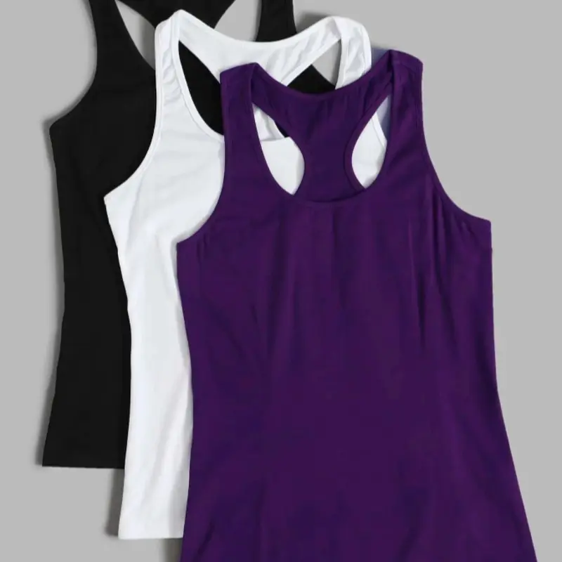 Women's Solid Sports Tank Top, Breathable Comfortable Racerback Vest, Ladies Sportswear for Indoor Outdoor Training, Sporty Fitted Activewear, Sports Clothing