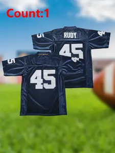 Men's New #45 Rugby Sports Training Shirt Athletic Tops V-Neck Short Sleeve American Football Jersey, Casual Loose-Fitting, All Seasons