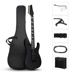 Ktaxon 170 Model 39in Electric Guitar with HSH Pickups, Black Complete Starter Kit for Hard Rock