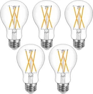 Lepro Vintage LED Bulbs, Dimmable Filament Bulb, 8W 800LM, 60W Equivalent, 2700K Warm White, Classic Clear Glass, A19 Shape, E26 Base, Pack of 5