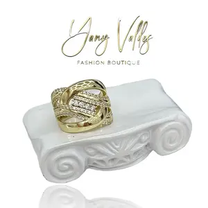 Gold Plated Chunky Ring for Women with Zirconia – Bold Modern Design