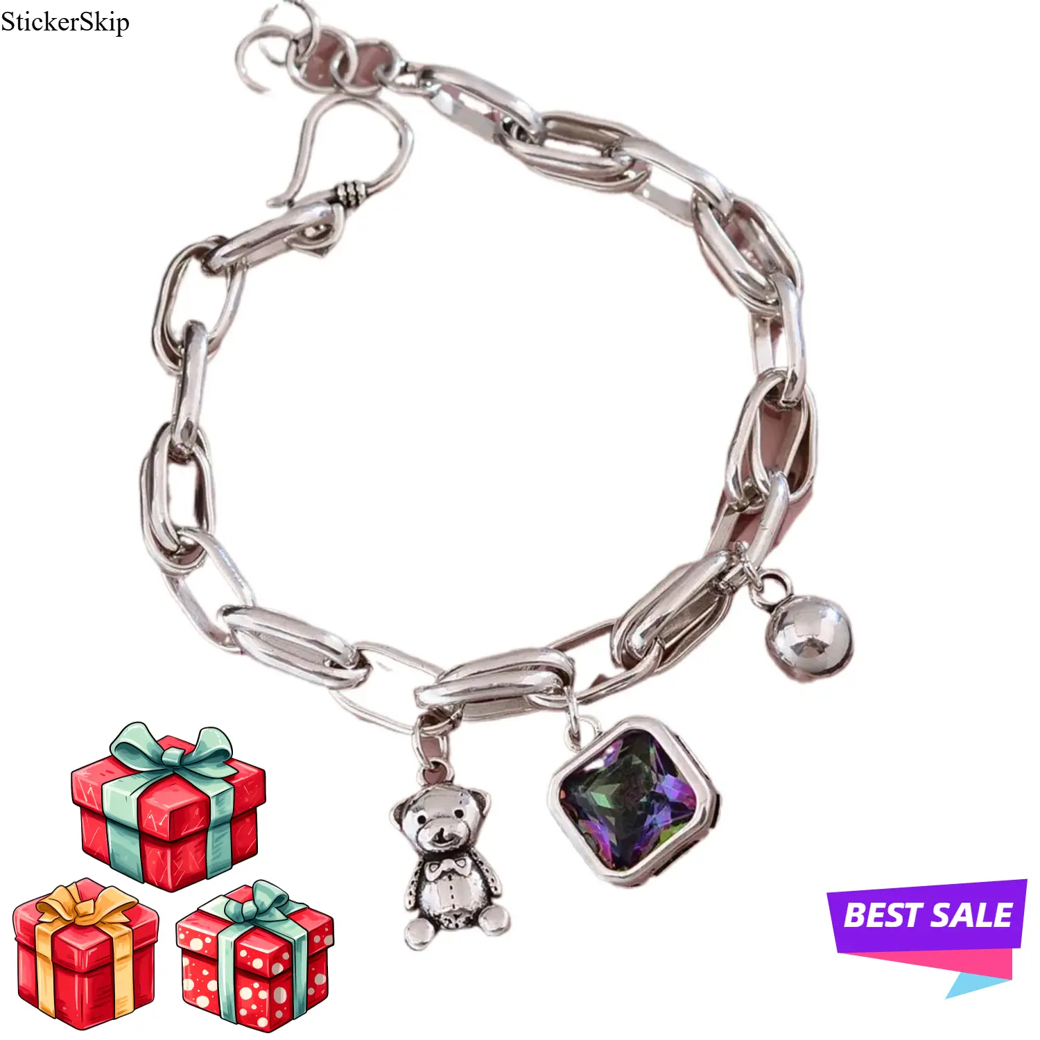 2026 New Arrival Cute Little Bear Charm Bracelet for Women, Shiny Crystal Inlaid 925 Sterling Silver Design, Sweet Animal Style Fashion Jewelry, Lightweight & Comfortable for Daily Wear, Perfect Gift for Birthday, Anniversary, Christmas & Holiday Gifting